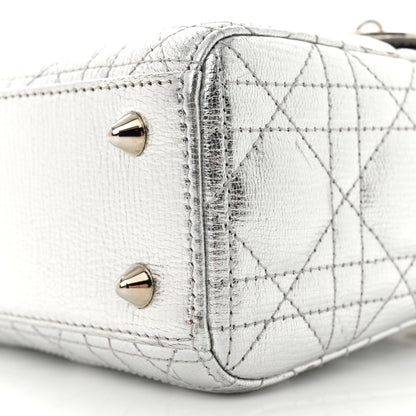 Christian Dior Metallic Grained Calfskin Cannage Small Lucky Badges My Lady Dior Silver 10 of 15