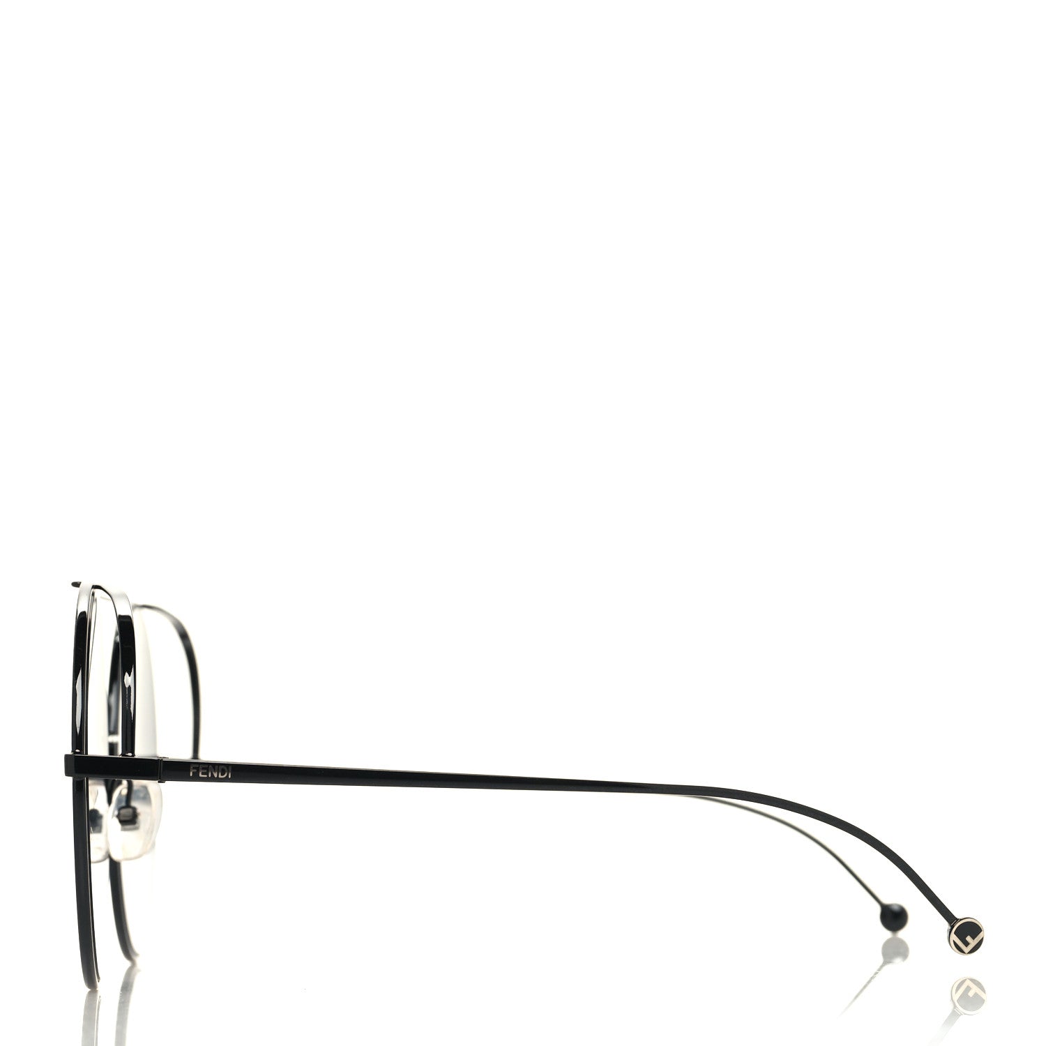 Fendi Metal F is Fendi Printed Run Away Round Frame Sunglasses FF 0285/S Black 3 of 7