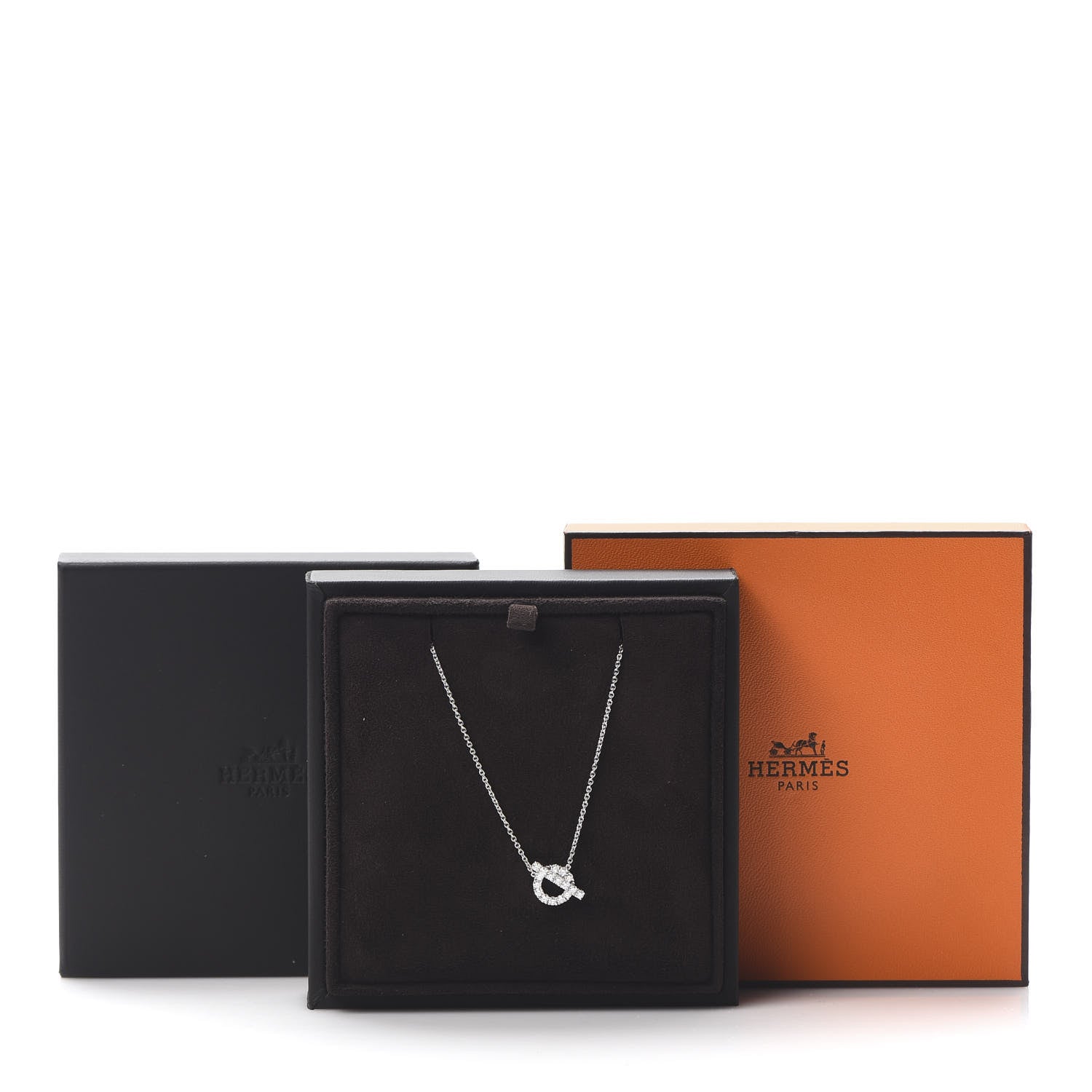 Hermes 18K White Gold Diamond Finesse Pendant Necklace 6 of 6
