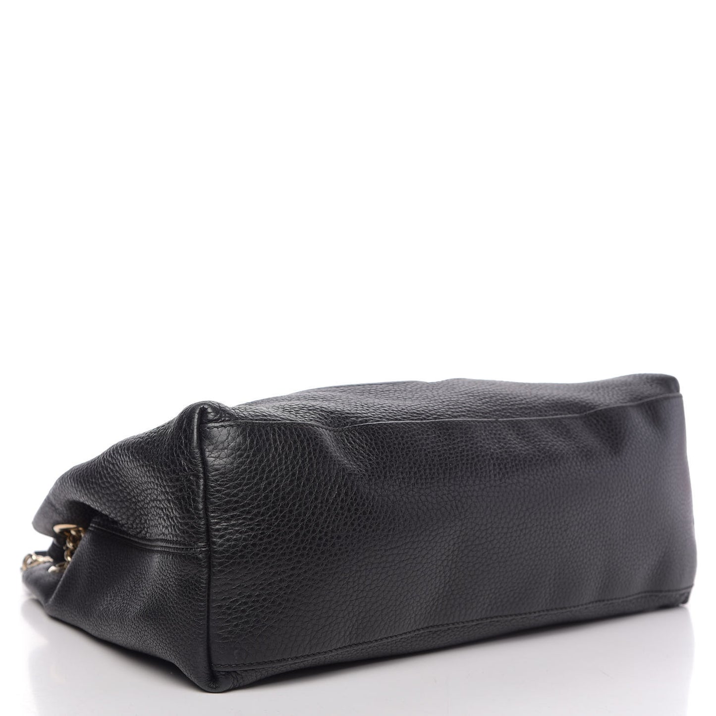 Pebbled Calfskin Medium Soho Chain Shoulder Bag Black