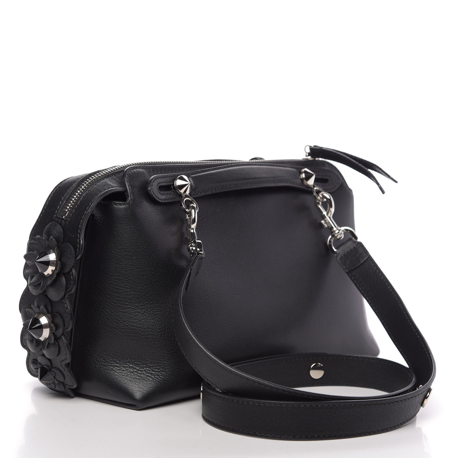 Fendi Vitello Dolce Flowerland Croc Tail Medium By The Way Boston Bag Black 3 of 9