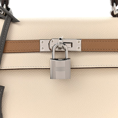 Hermes Epsom Tri-Color Kelly Sellier 25 Nata Chai Gris Meyer 8 of 11