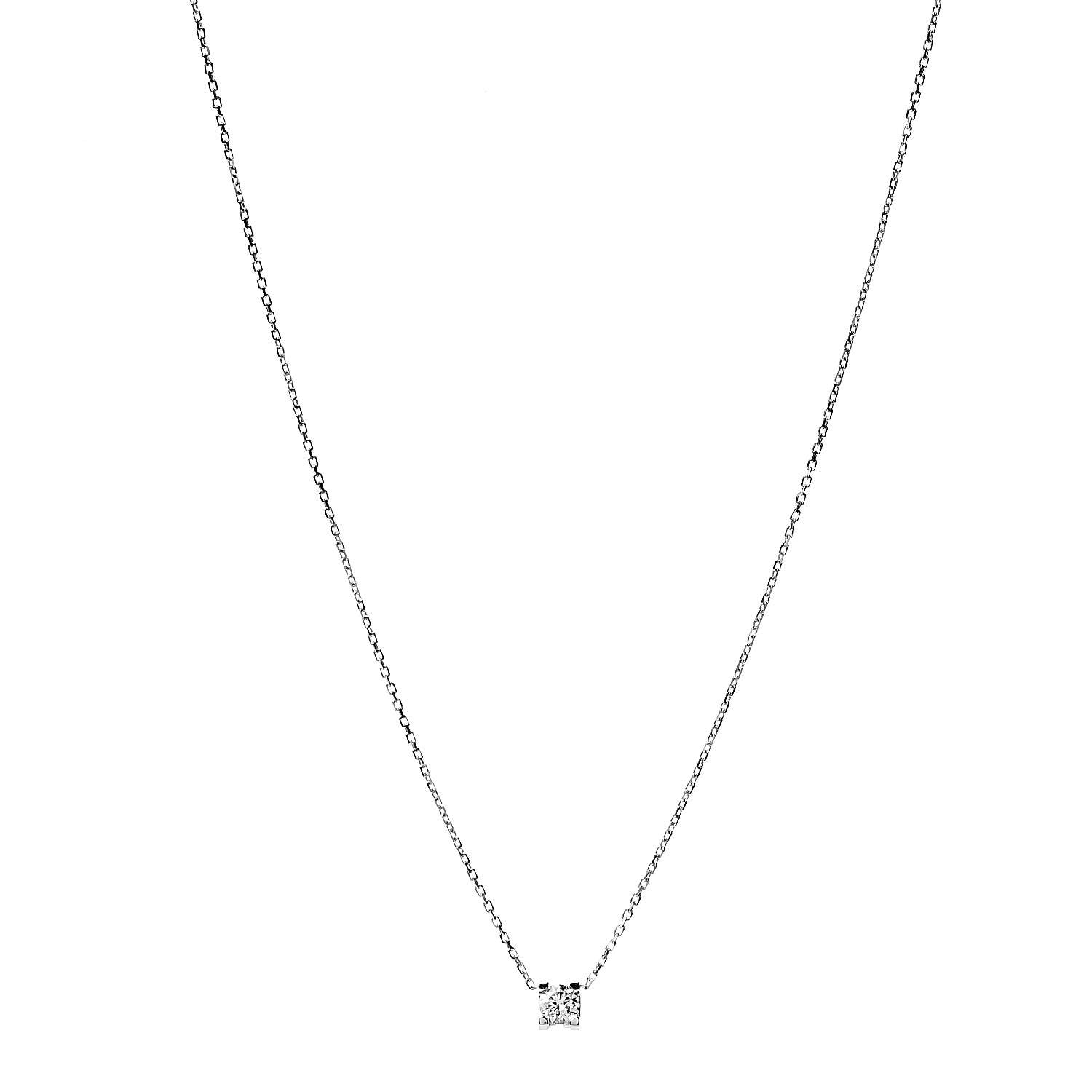 Cartier 18K White Gold Diamond .30ct 1895 Pendant Necklace 1 of 6