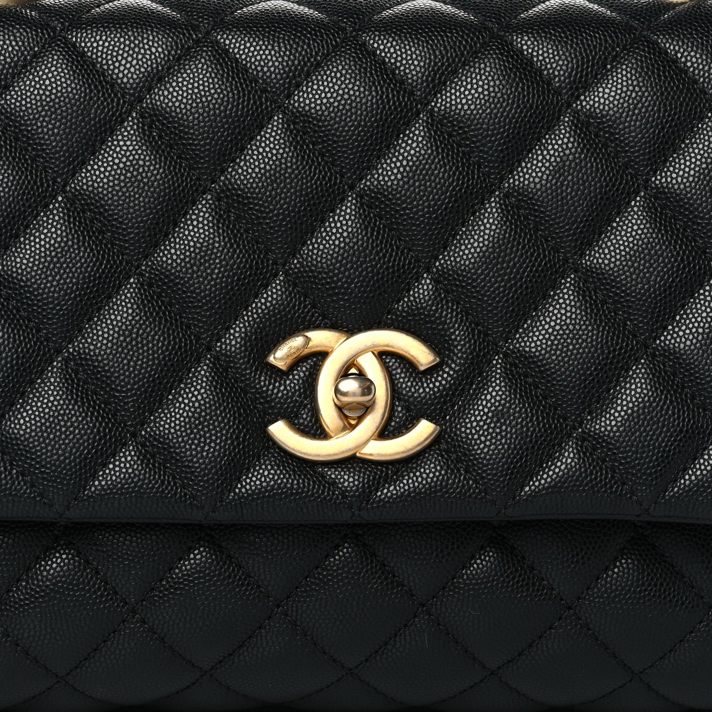 Caviar Quilted Small Coco Handle Flap Black