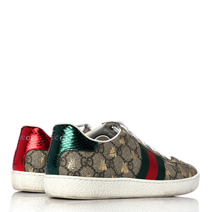 Gucci GG Supreme Monogram Bees Ayers Web Womens Ace Sneakers 36 Beige Oro Green Red 4 of 10