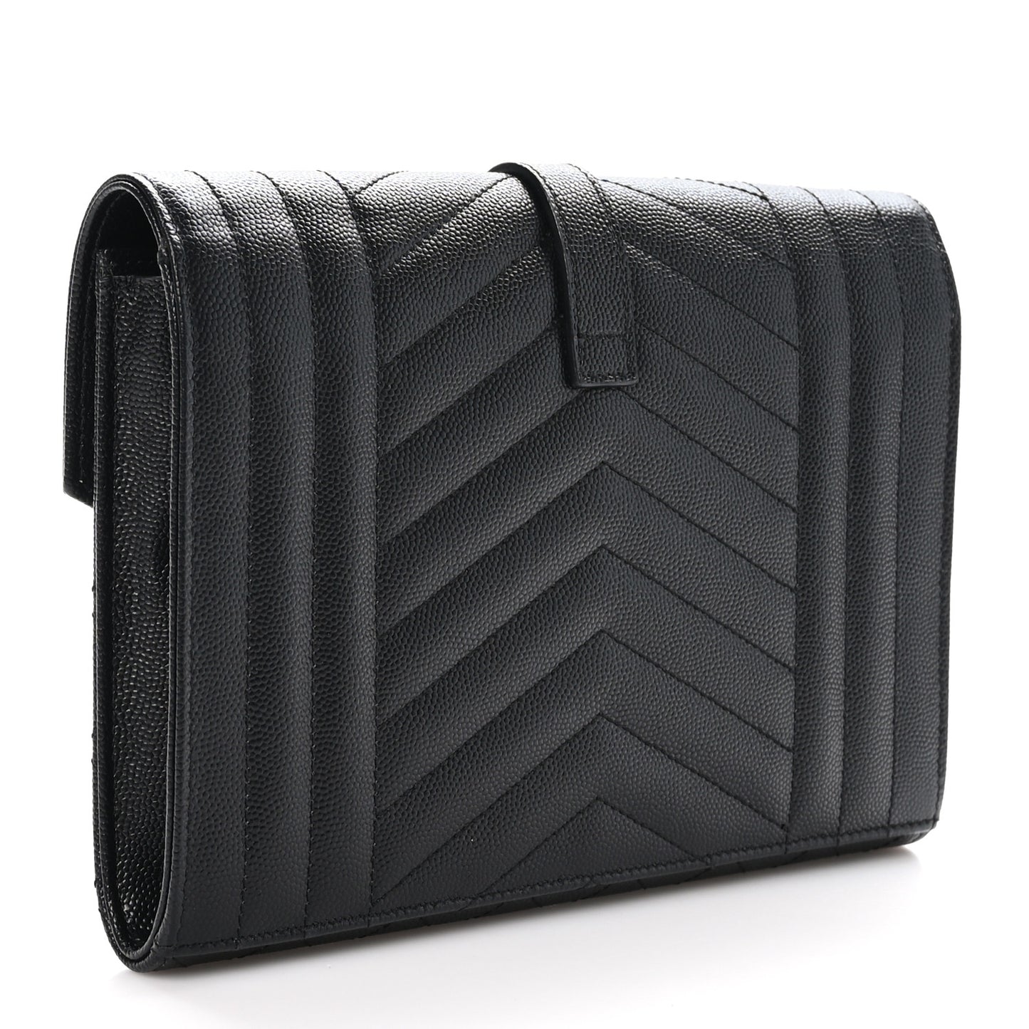 Grain De Poudre Textured Mixed Matelasse Triquilt Monogram Clutch Black
