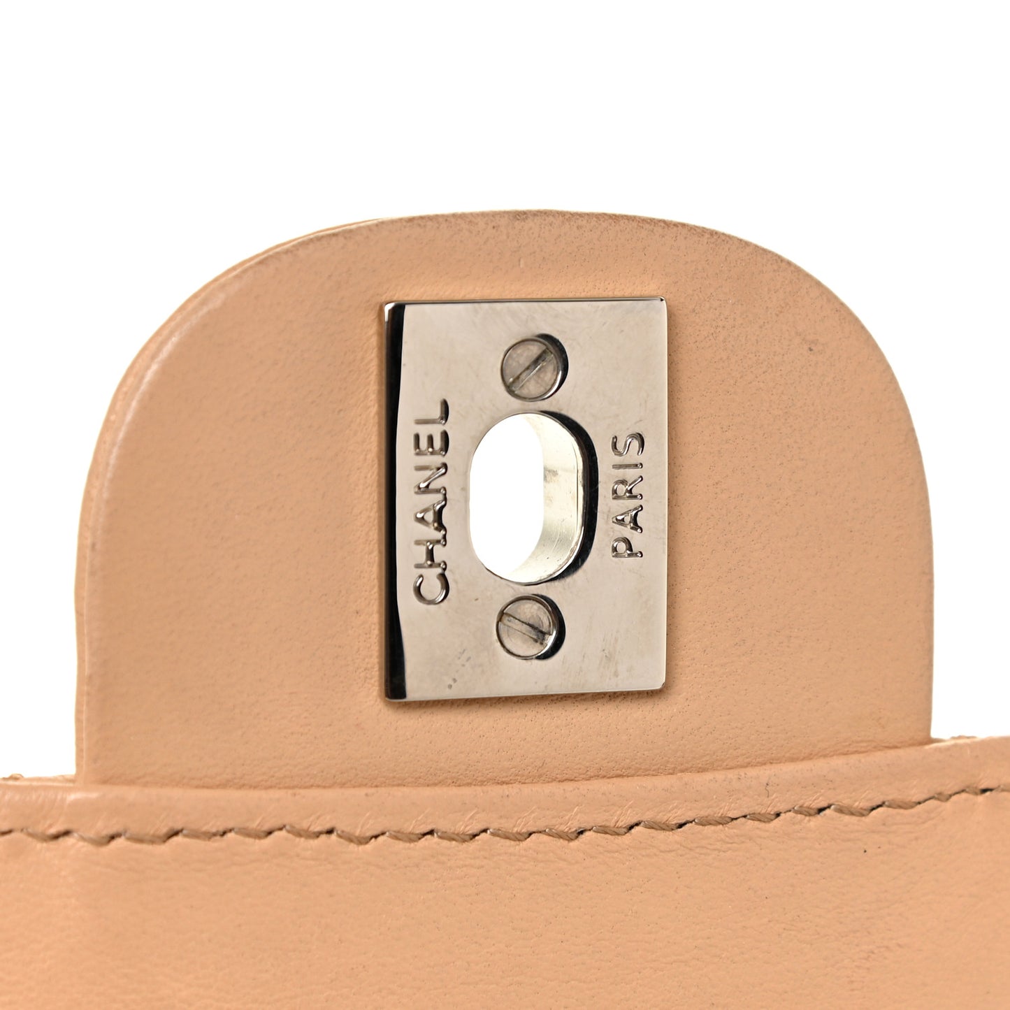 Lambskin Quilted Chain Clutch Flap Beige