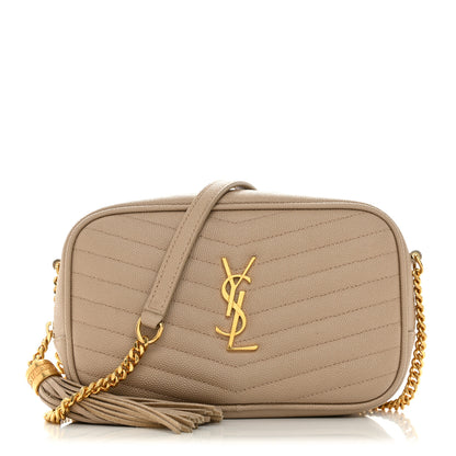 Saint Laurent Grain De Poudre Matelasse Monogram Mini Lou Camera Bag Dark Beige 1 of 12
