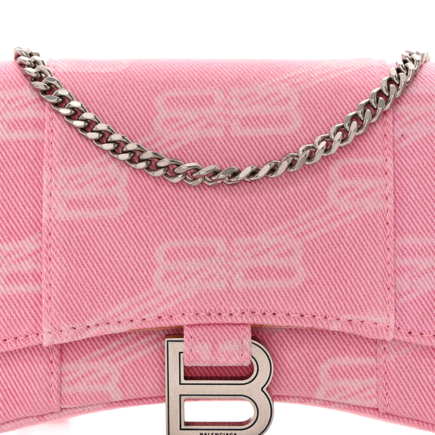 Denim XS Hourglass Wallet On Chain Pink