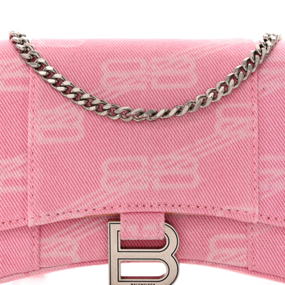 Balenciaga Denim XS Hourglass Wallet On Chain Pink 7 of 9