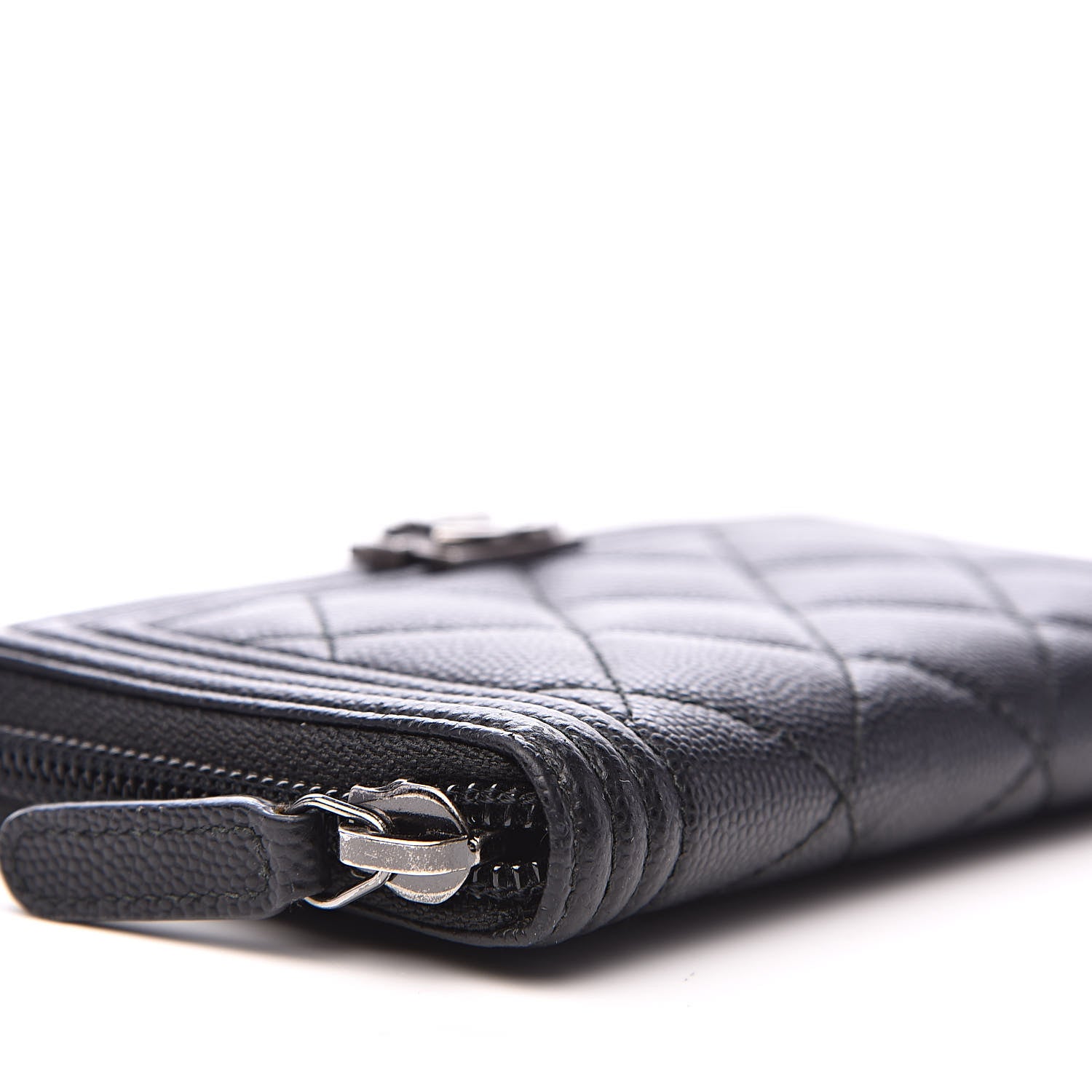 Chanel Caviar Quilted Small Boy Zip Around Wallet Black 9 of 10
