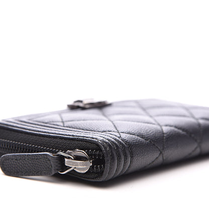 Chanel Caviar Quilted Small Boy Zip Around Wallet Black 9 of 10