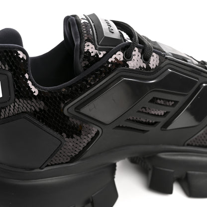 Prada Sequin Cotton Rubber Mens Cloudbust Thunder Sneakers 9 Black 10 of 11