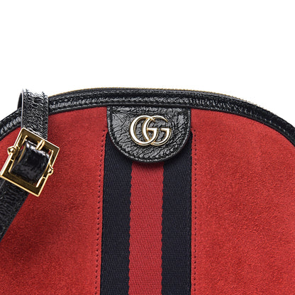 Gucci Suede Patent Web GG Small Ophidia Dome Shoulder Bag Hibiscus Red 8 of 10