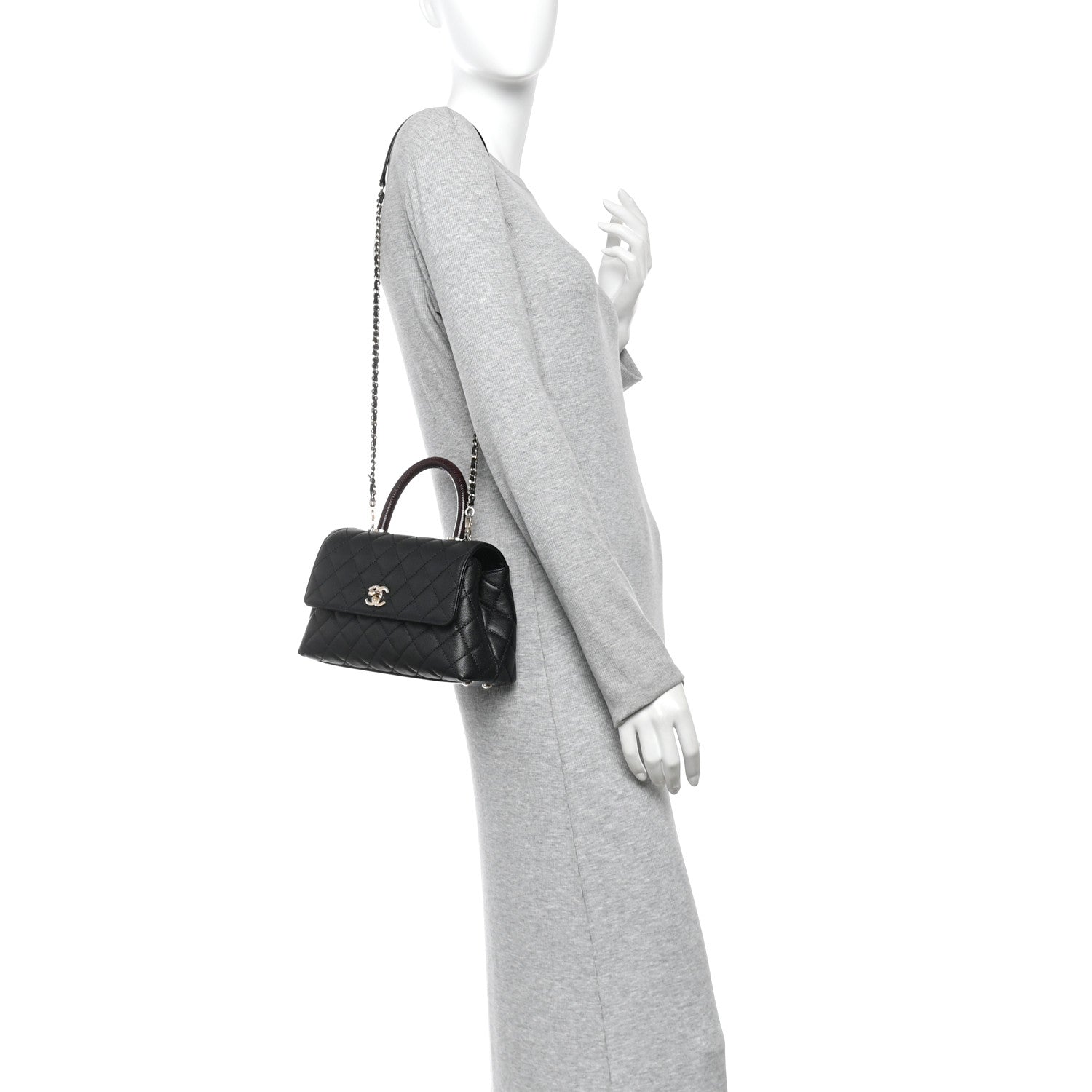 Chanel Caviar Lizard Embossed Quilted Mini Coco Handle Flap Black 2 of 10