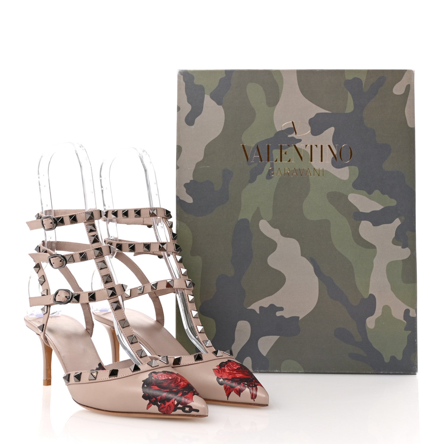 Valentino Garavani X UNDERCOVER Calfskin Rockstud Ankle Strap Low Heel Pumps 38 Poudre 10 of 10
