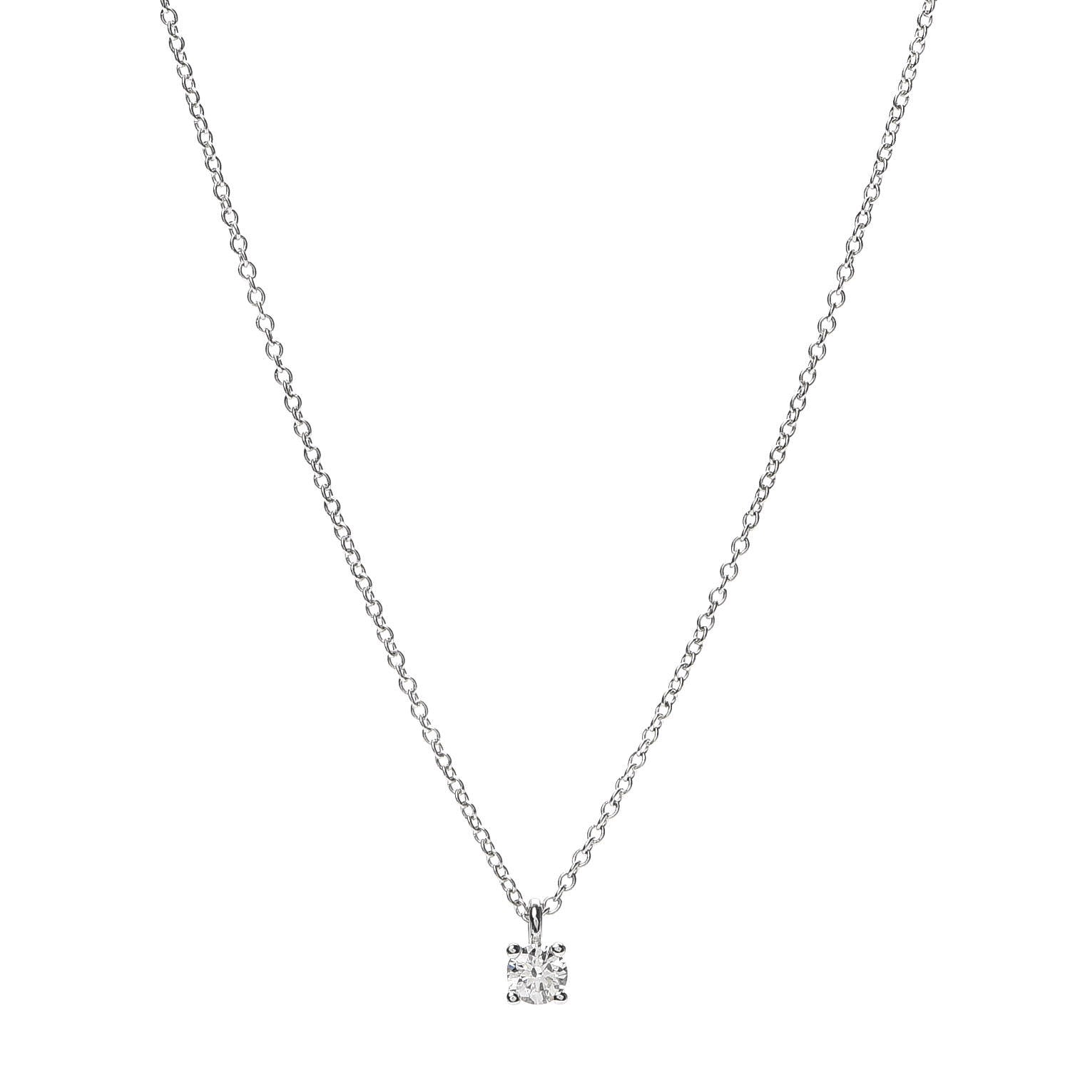 Tiffany Platinum Diamond .17ct Solitaire Pendant Necklace 1 of 5