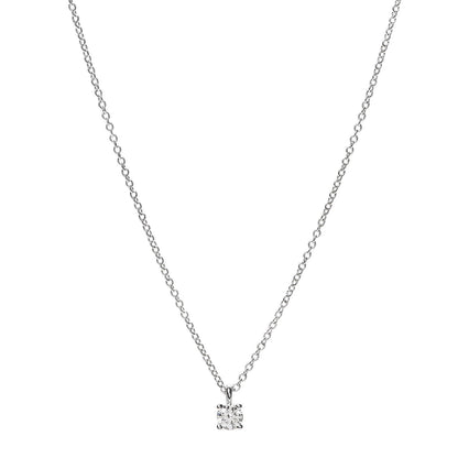 Tiffany Platinum Diamond .17ct Solitaire Pendant Necklace 1 of 5