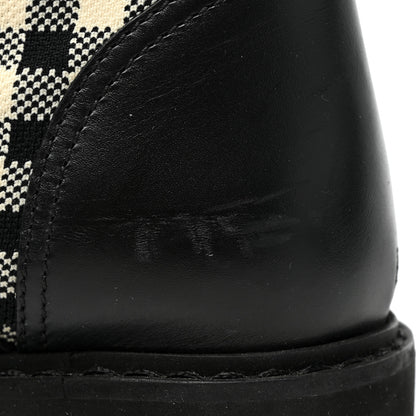 Fendi Vitello Stretch Fabric FF Vichy Rockoko Biker Boots 38.5 Black Crema Tobacco 10 of 13