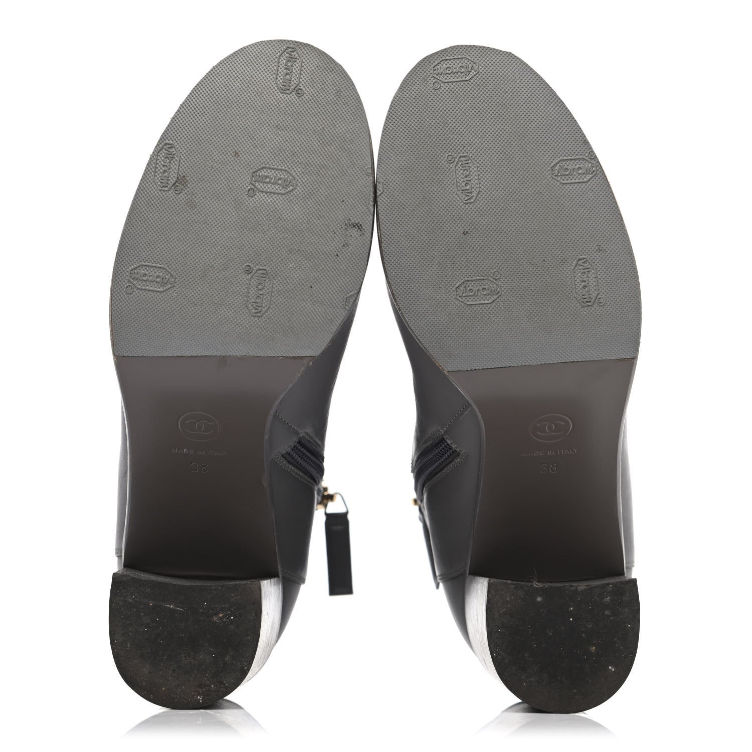 Chanel Calfskin CC Short Boots 38 Grey 4 of 4
