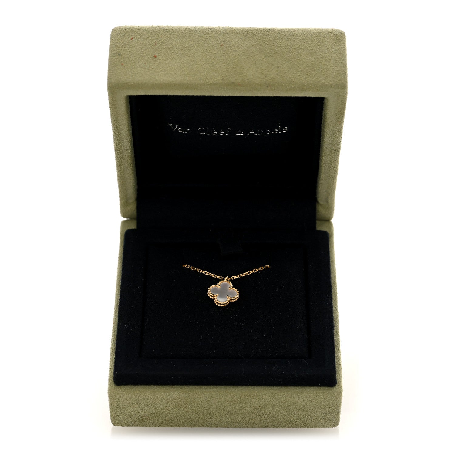 Van Cleef & Arpels 18K Yellow Gold Mother of Pearl Sweet Alhambra Pendant Necklace 4 of 4