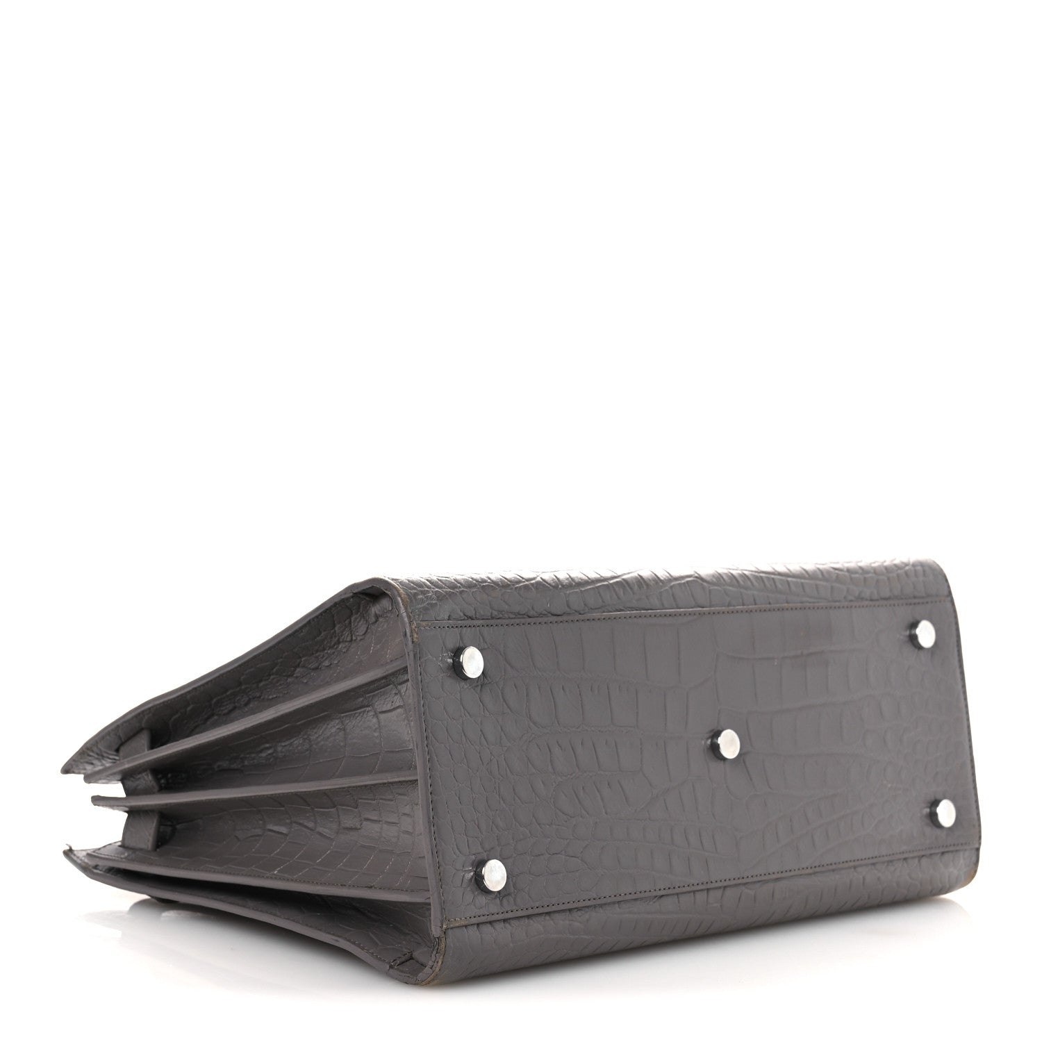 Saint Laurent Calfskin Crocodile Embossed Small Sac de Jour Fog 4 of 19