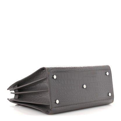 Saint Laurent Calfskin Crocodile Embossed Small Sac de Jour Fog 4 of 19