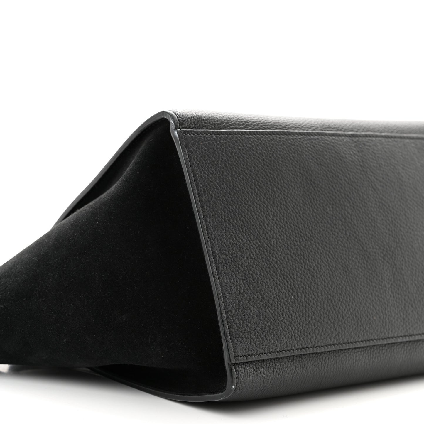 Drummed Calfskin Suede Small Trapeze Black