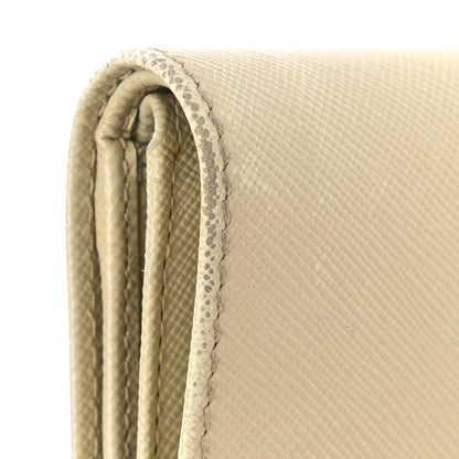 Prada Saffiano Metal Bi-Fold Wallet Cera 11 of 13