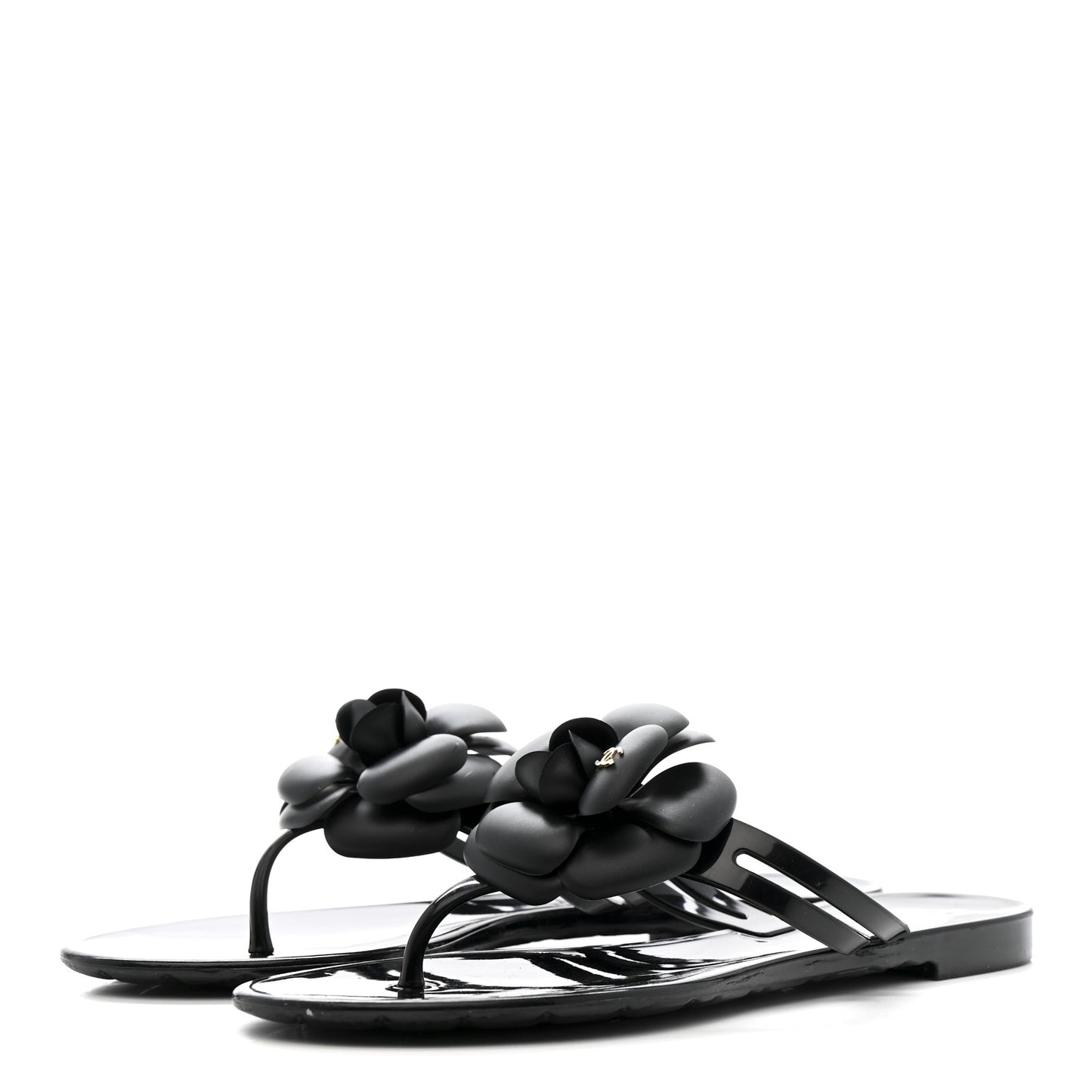 Jelly Camellia Thong Sandals 37 Black