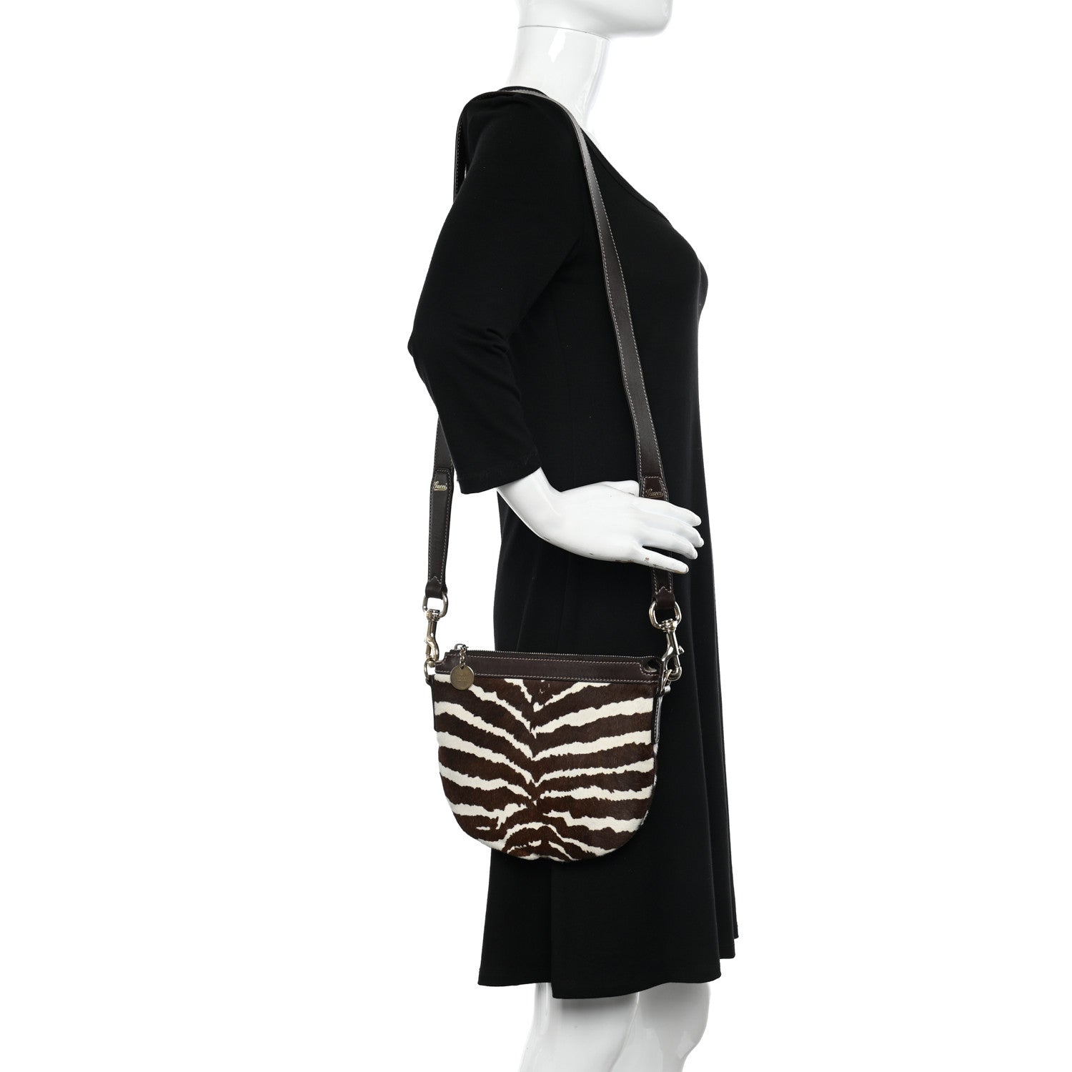 Gucci Pony Hair Zebra Print Crossbody Bag Brown 2 of 10