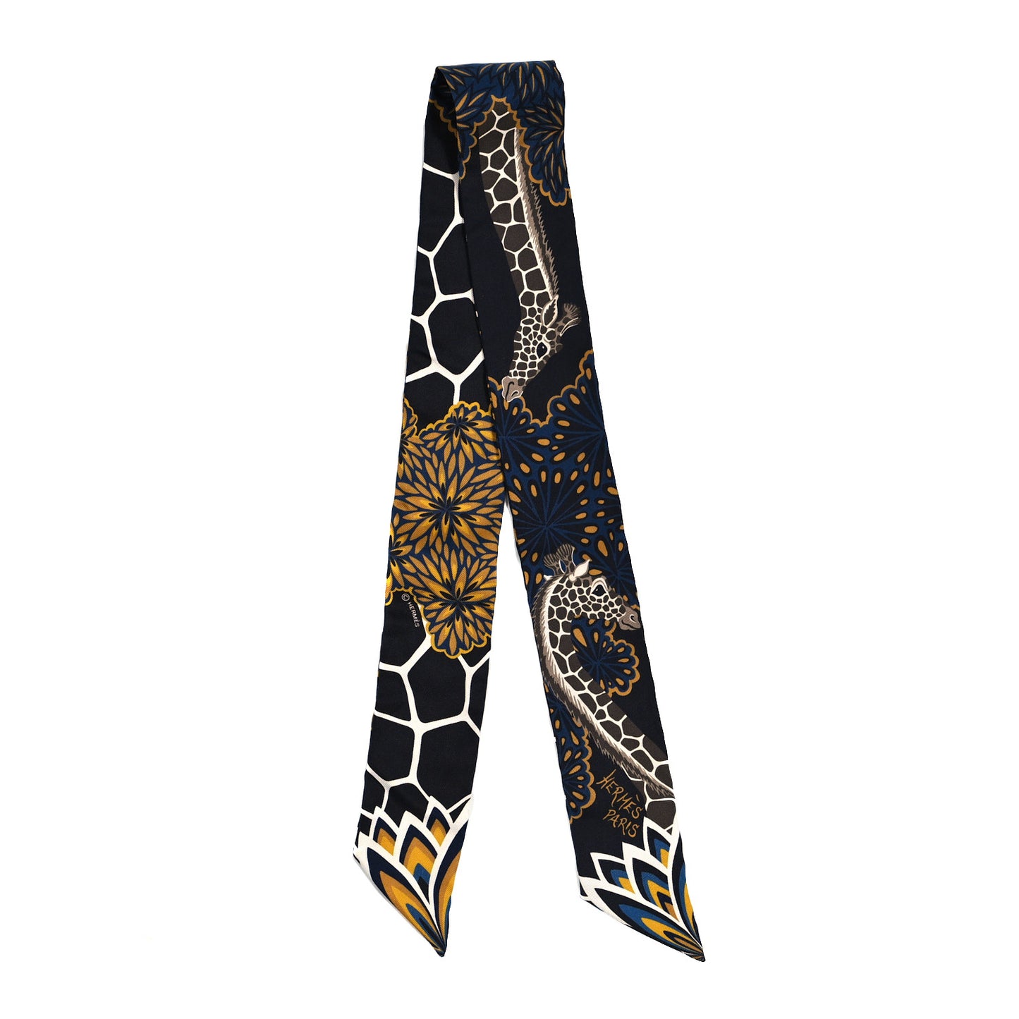 Silk Three Graces Twilly Black Gold Taupe