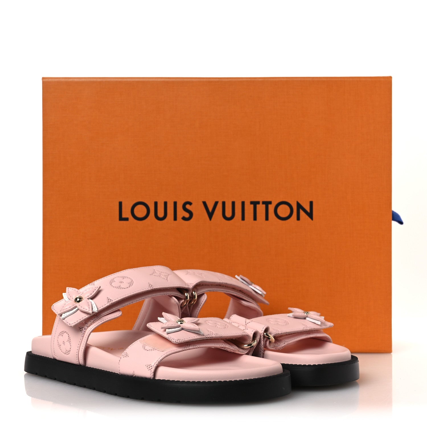 Louis Vuitton Lambskin Embossed Monogram Sunset Comfort Flat Sandals 38 Pink 11 of 11