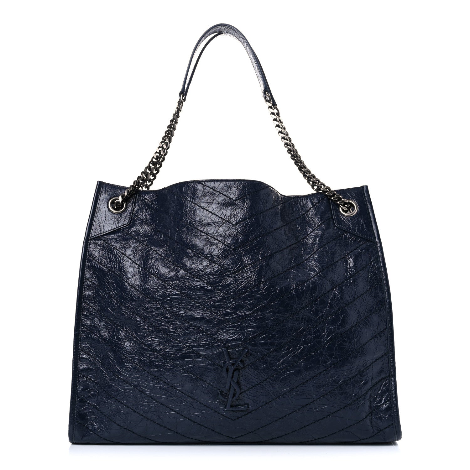 Saint Laurent Crinkled Calfskin Matelasse Monogram Niki Shoulder Bag Deep Marine 2 of 14