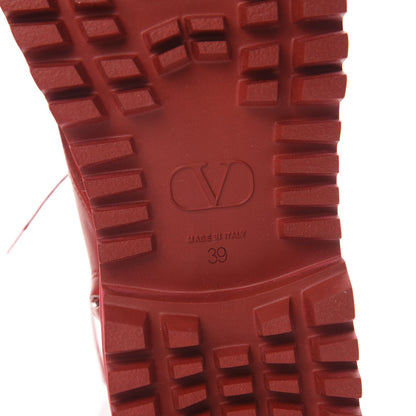 Valentino Garavani Calfskin Womens VLOGO 35mm Combat Boots 39 Rouge Pur 6 of 9