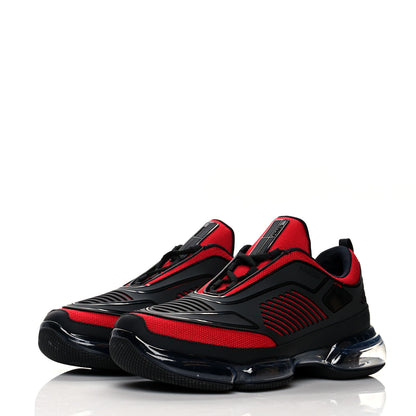 Prada Rubber Knit Fabric Mens Cloudbust Air Sneakers 10 Black Red 3 of 10