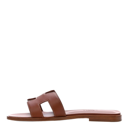 Hermes Box Calfskin Oran Sandals 36 Gold 1 of 10