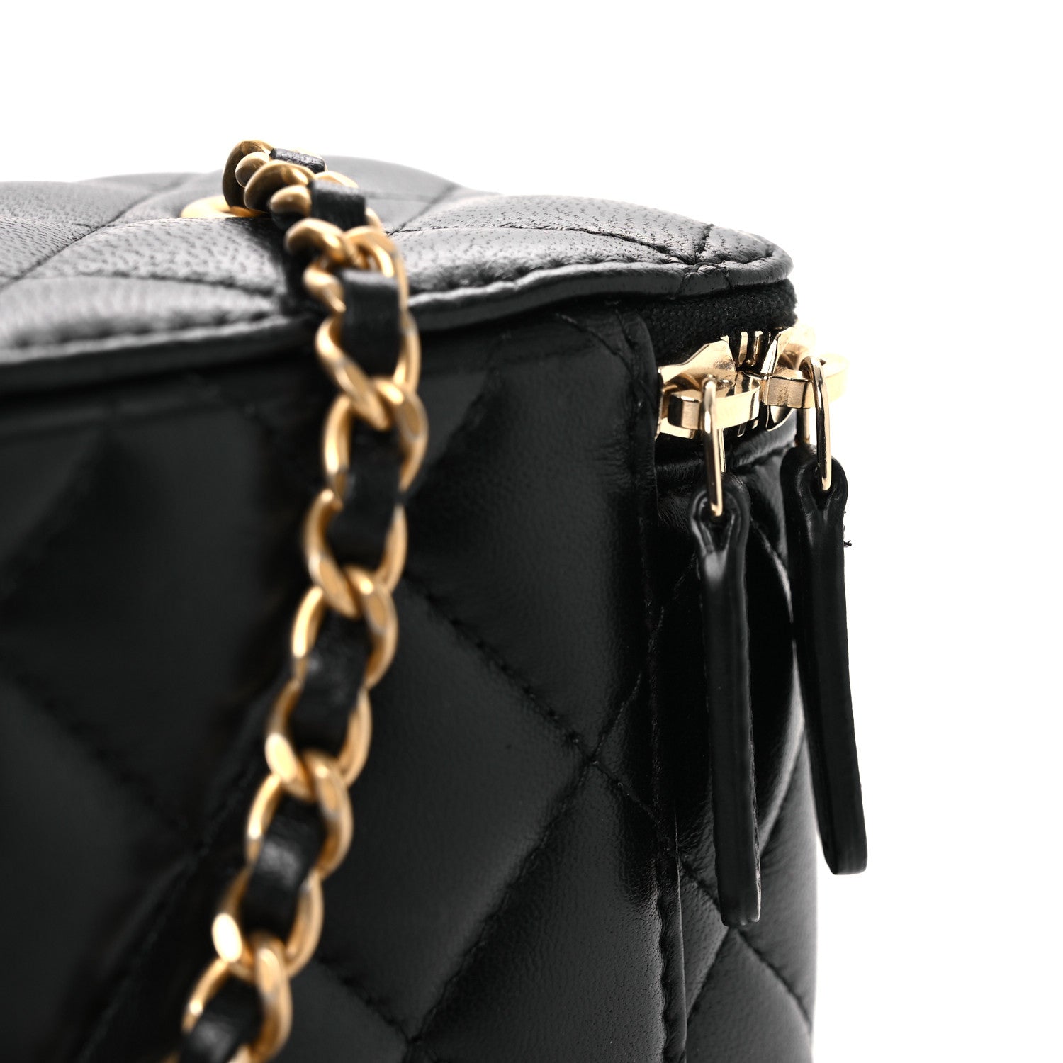 Chanel Lambskin Quilted Pearl Crush Small Vanity Case With Chain Black 11 of 12
