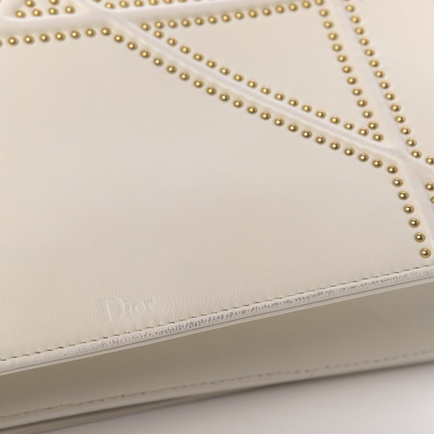 Lambskin Studded Medium Diorama Flap Bag Latte