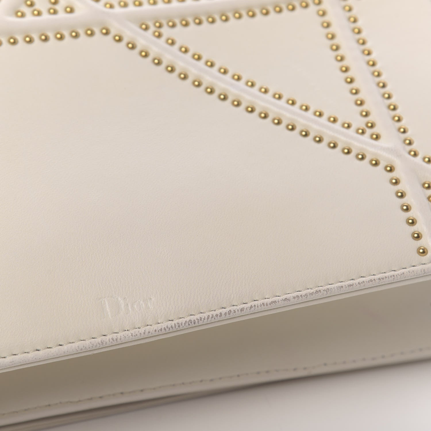 Christian Dior Lambskin Studded Medium Diorama Flap Bag Latte 12 of 16