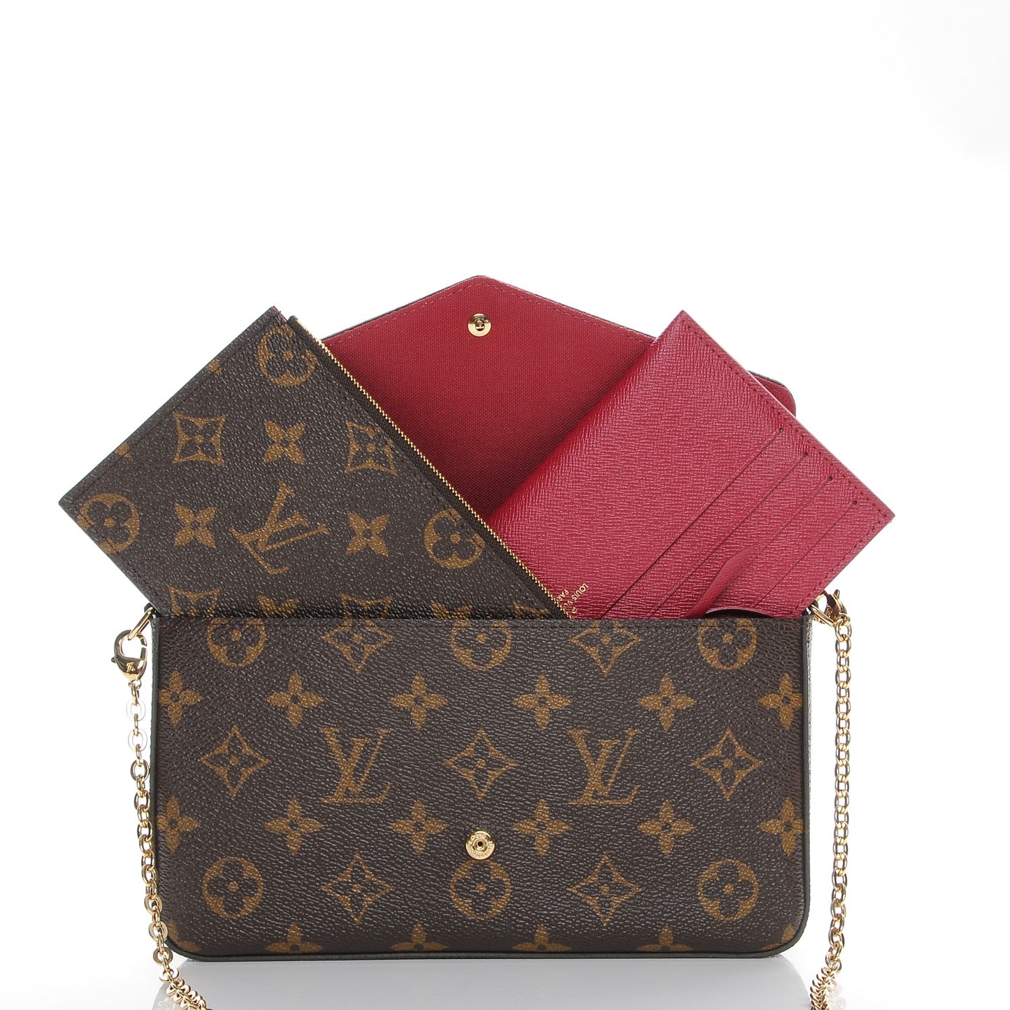 Monogram Pochette Felicie Chain Wallet Fuchsia