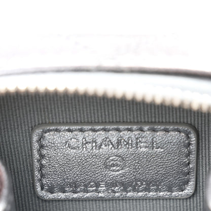 Chanel Gradient Metallic Lambskin Quilted Coco Punk Cube Clutch With Chain Silver Black 6 of 10