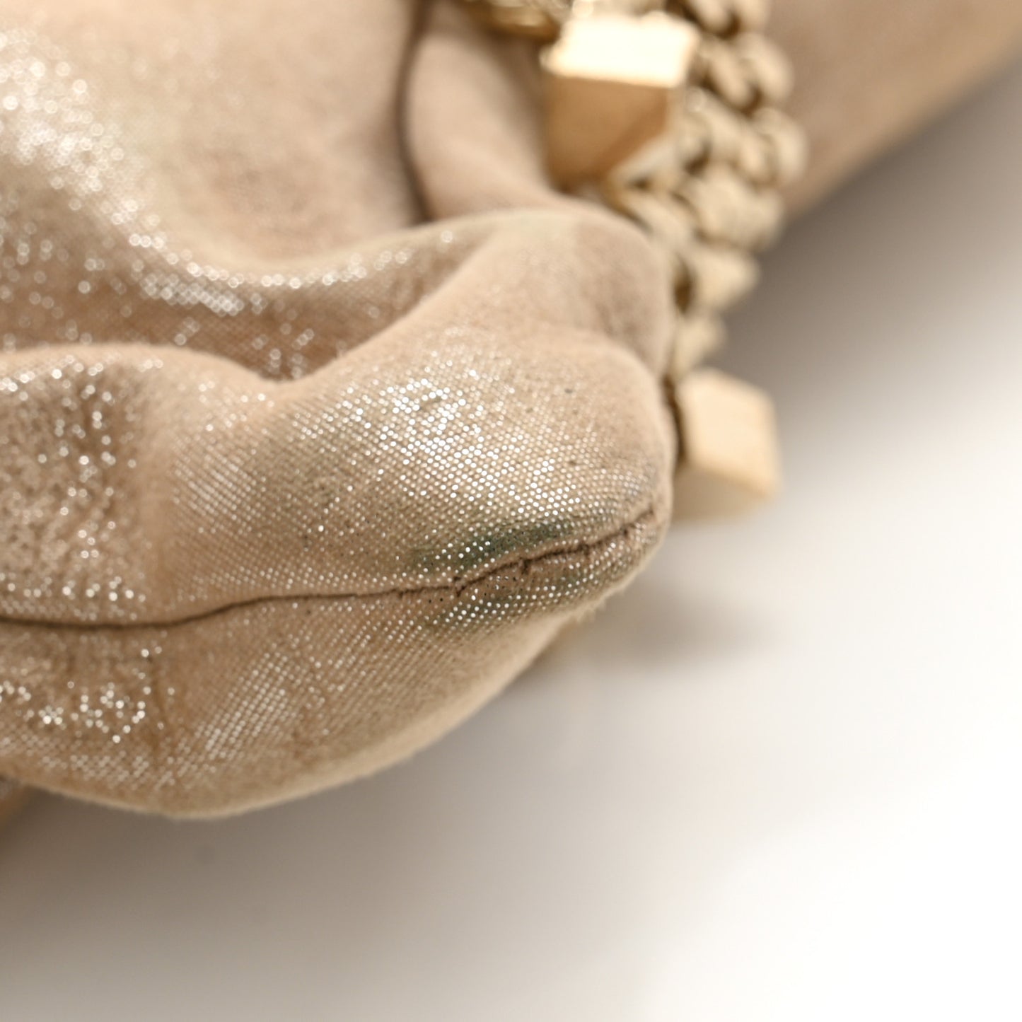 Shimmer Suede Chandra Clutch Sand