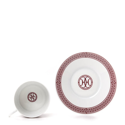 Hermes Porcelain H Deco Tea Cup And Saucer Rouge 3 of 6