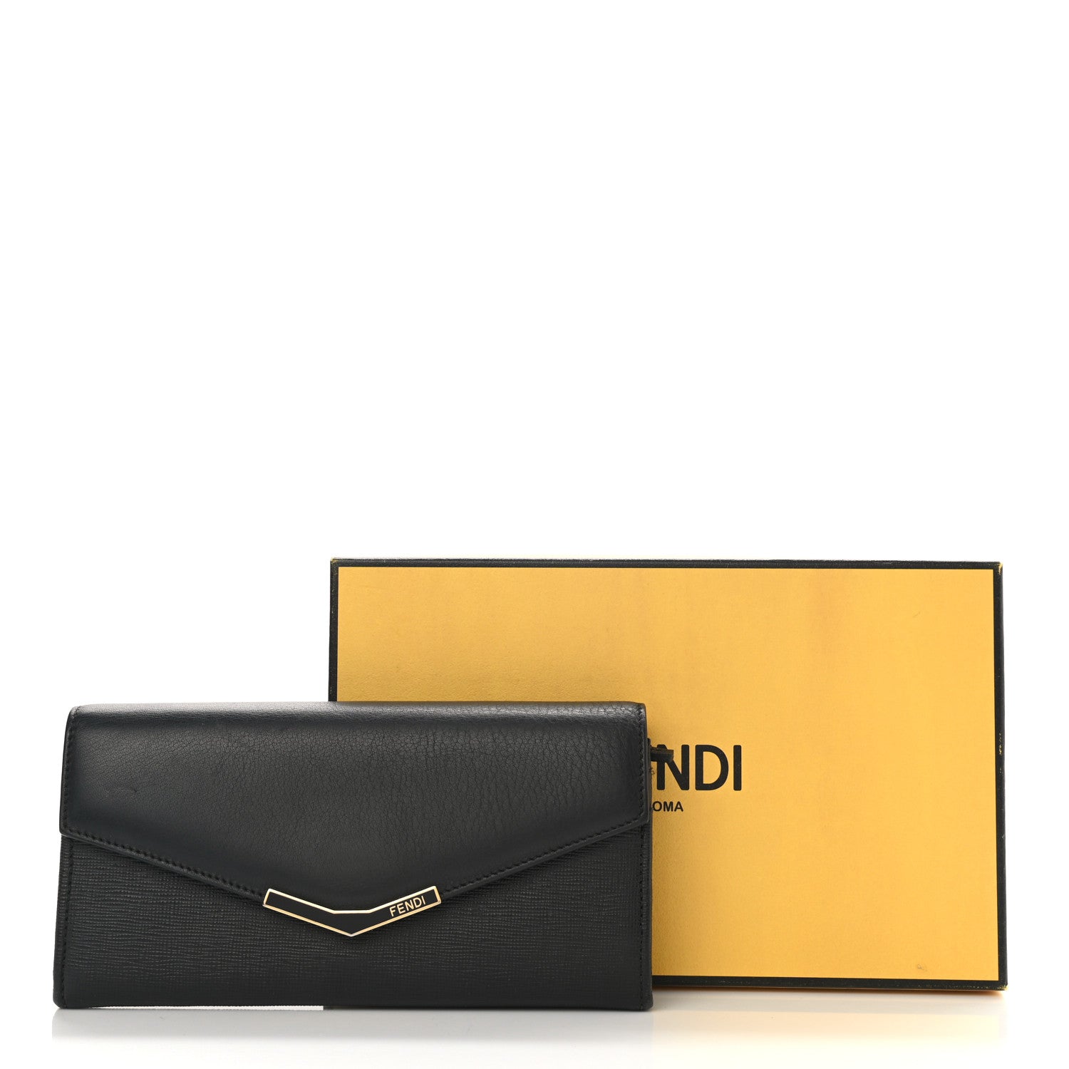 Fendi Vitello Elite Flamingo 2Jours Continental Wallet Black 8 of 8