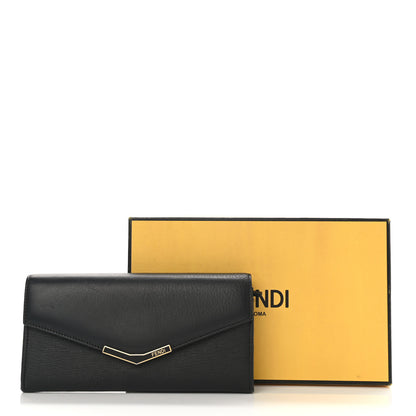 Fendi Vitello Elite Flamingo 2Jours Continental Wallet Black 8 of 8