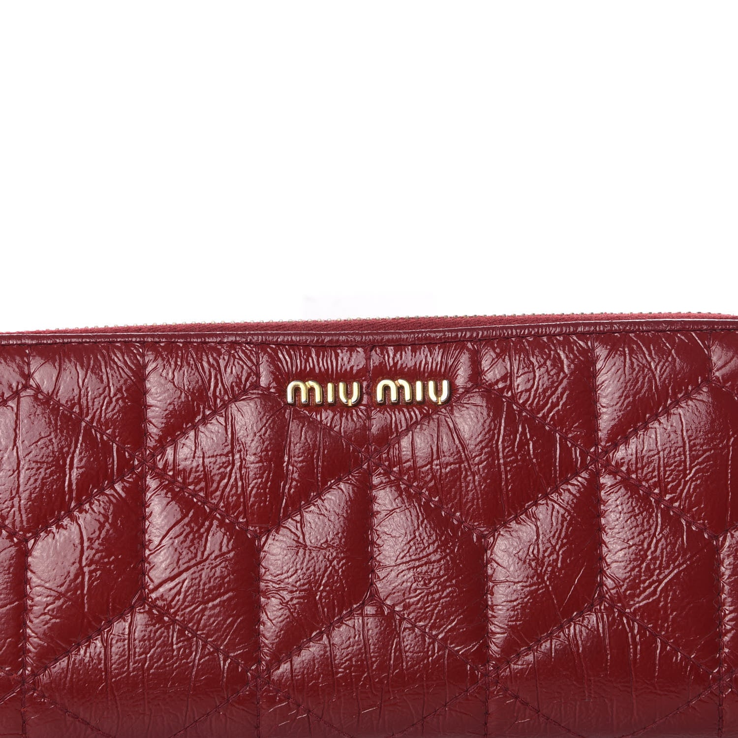 Miu Miu Patent Quilted Zip Around Wallet Burgundy 6 of 7