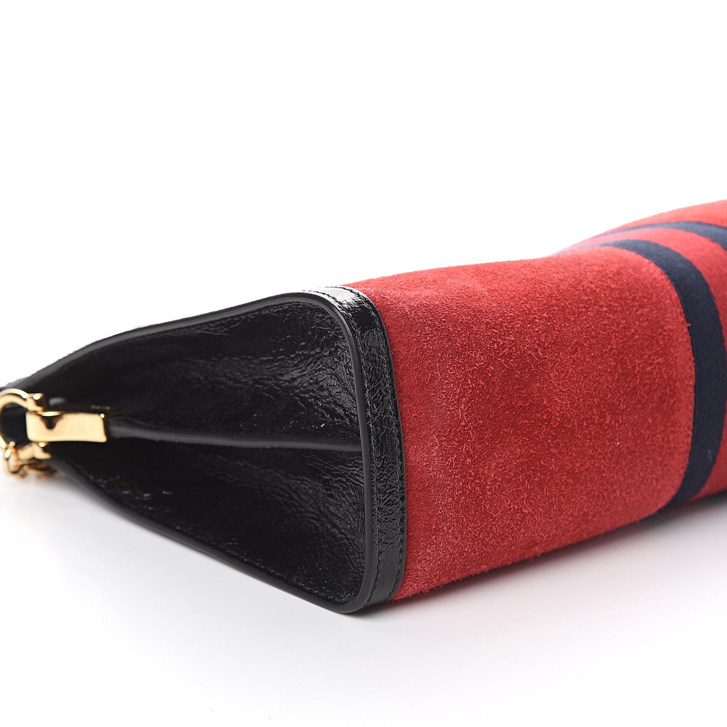 Suede Patent Web Medium Ophidia Chain Shoulder Bag Hibiscus Red Black