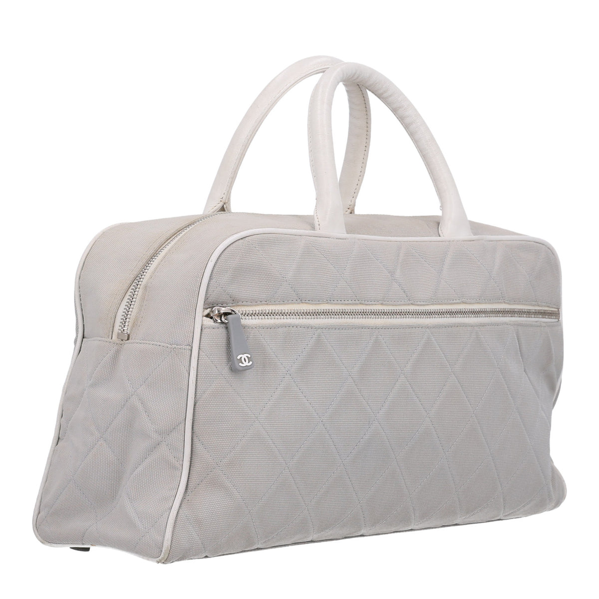 Chanel Canvas Quilted Logo Bowler Bag Grey 3 of 10