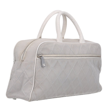 Chanel Canvas Quilted Logo Bowler Bag Grey 3 of 10